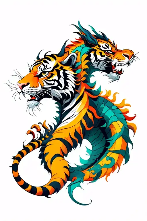 Tiger And Dragon Facing Each Other