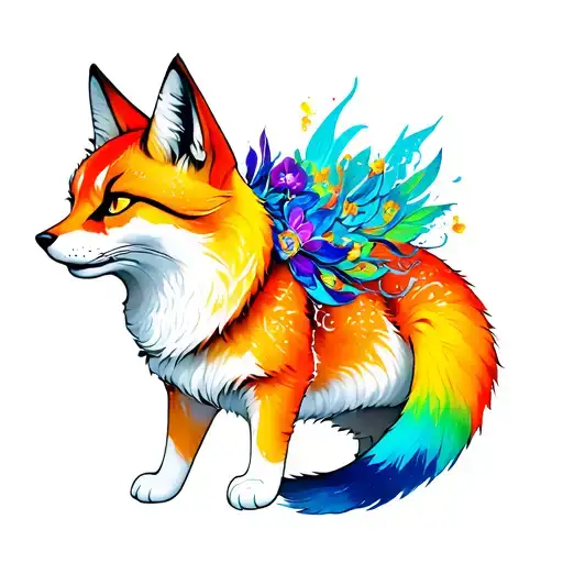 Kitsune Guardian Colorful Hyper Realistic