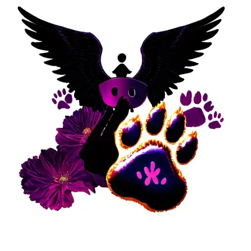 A Doctor Symbol With Wings Spread With Dog Paw Print With Mother