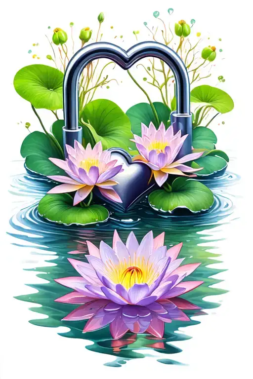 Water Lily And Heart Shaped Lock