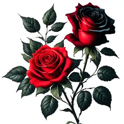 3 Red And 1 Black Rose