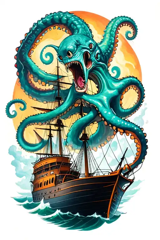 Kraken Attacking Ship