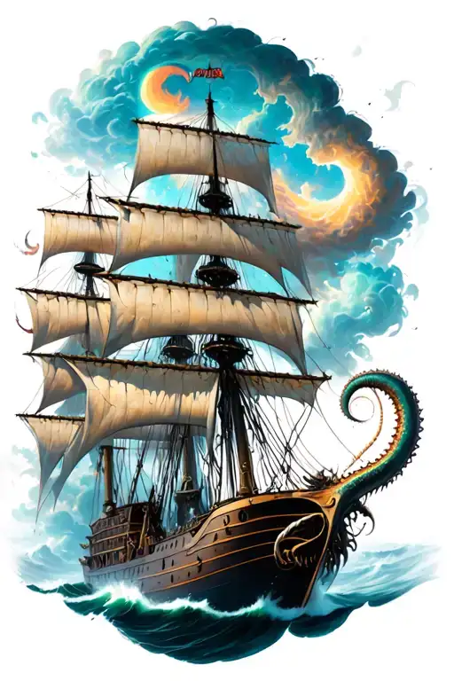 Kraken Attacking Ship