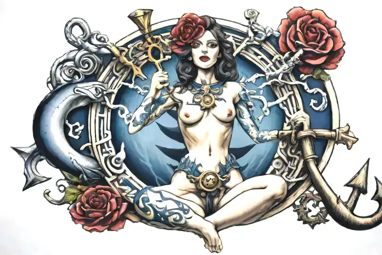 Nakedwomen And Navy Anchor