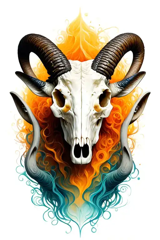 Ibex Skull Front View Surrounded