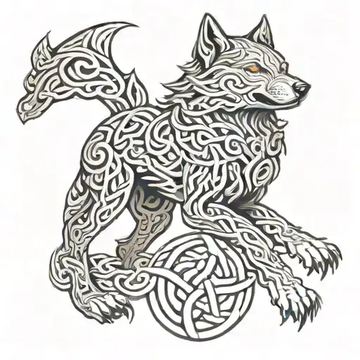 Celtic Knot Wolf Chasing Tail