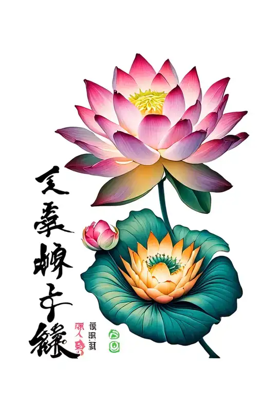 Lotus Flower And The Word Positive