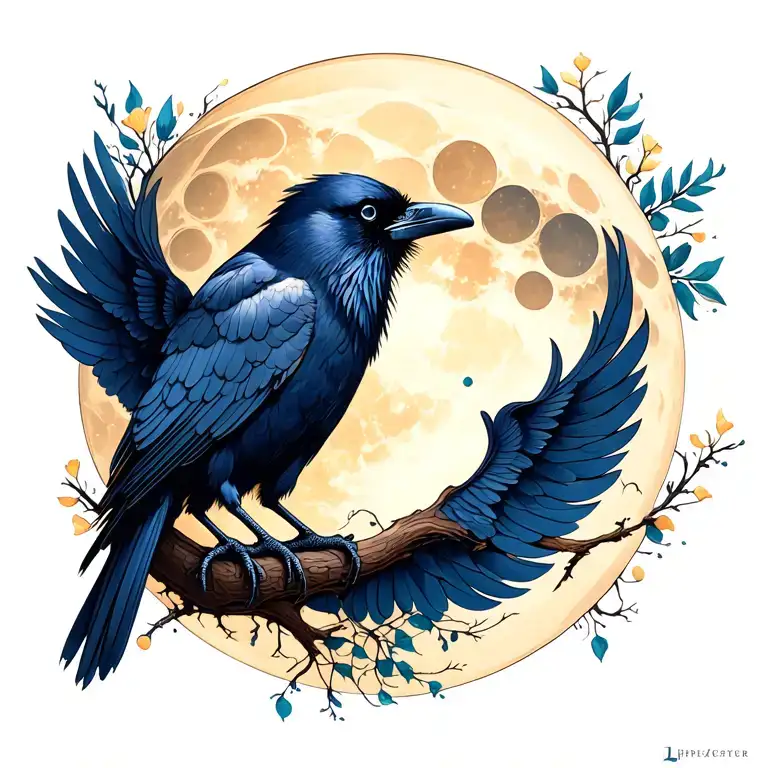 Raven With The Moon Cycles