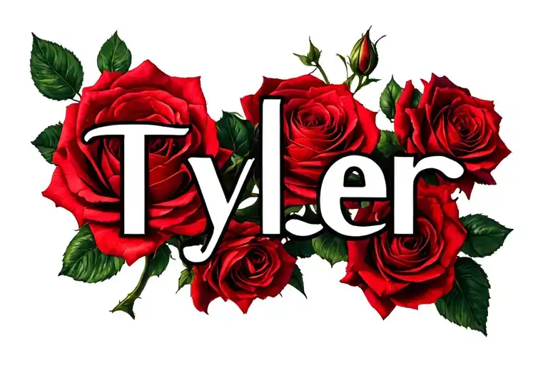 Tyler Name With Rose