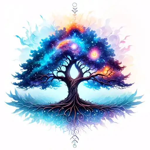 Tree Of Life With Elements And Galaxies