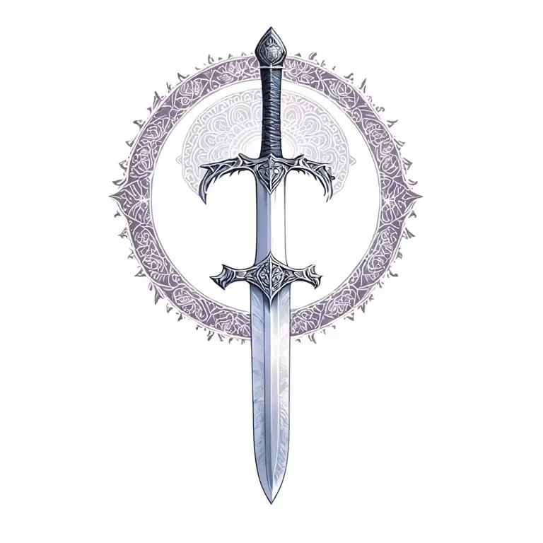 The Sword Of The Lord Of The Rings Incorporating A Mandala Background