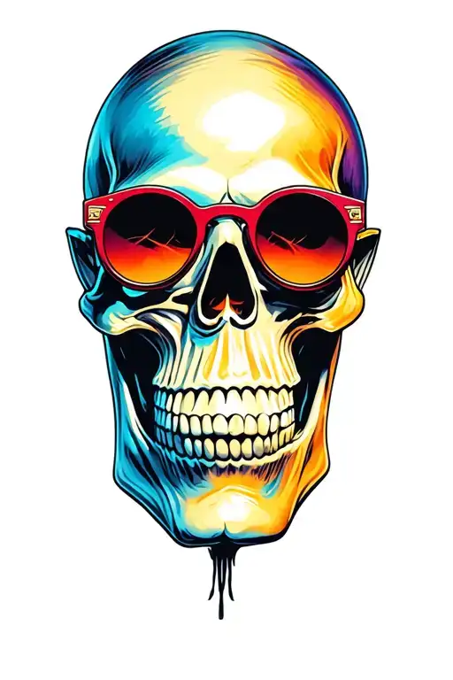 Skull Wearing Ozzy Osbourne In Round Sunglasses