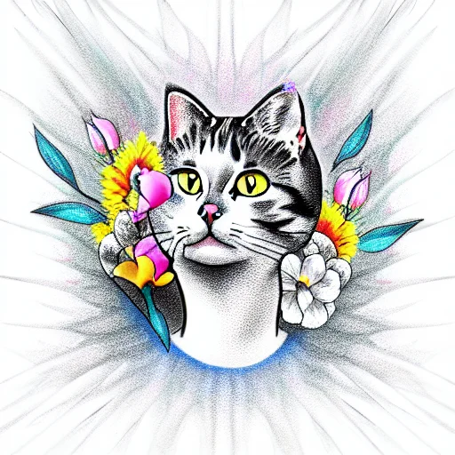 Cat With Flowers