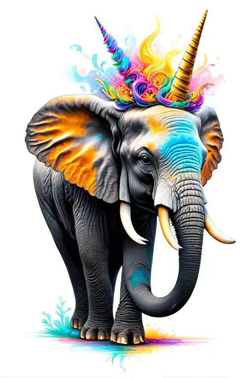 Elephant With Unicorn Horn