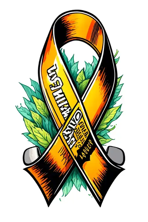 Hockey Stick And Cancer Awareness Ribbon