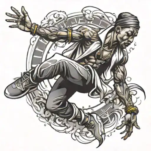 Male Dancer Hip Hop Themed Tattoo Design