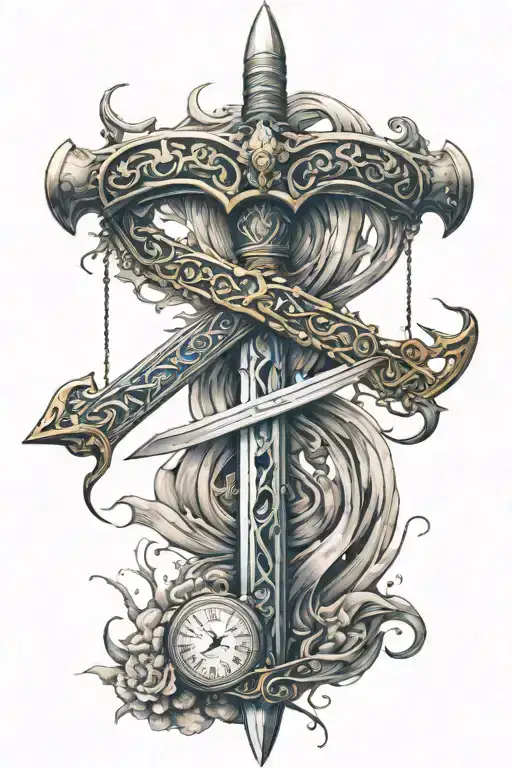 Sword With A Scale Balancing