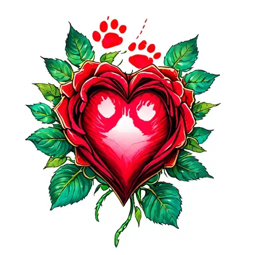 Rose Heart Paw Print Bracelet