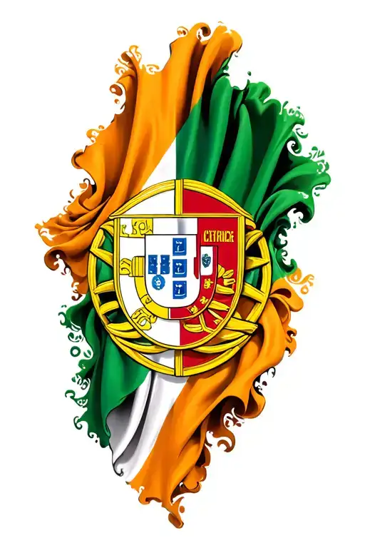 Irish And Portuguese Flag Design Featuring