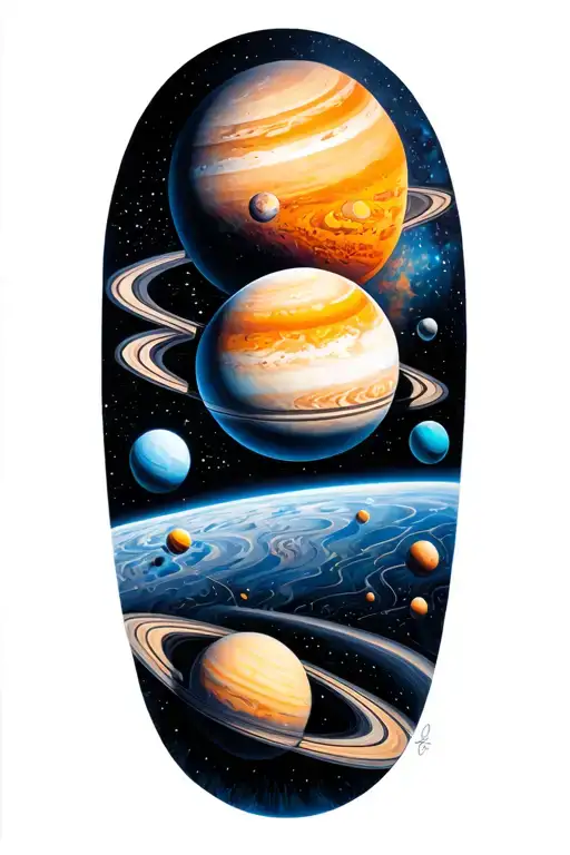 Solar System In Order Mercury Downwards Tattoo Sleeve