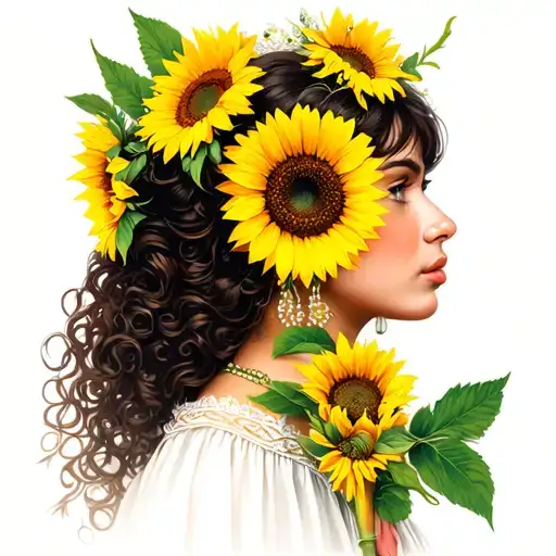 Romanian Gypsy Girl With Sunflower