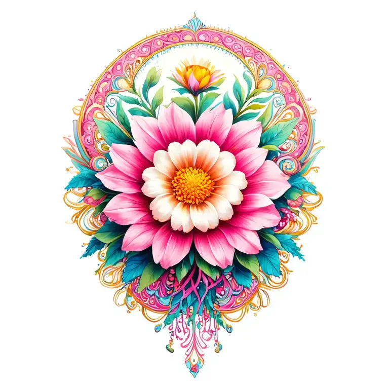 Flowers With Mandala Design