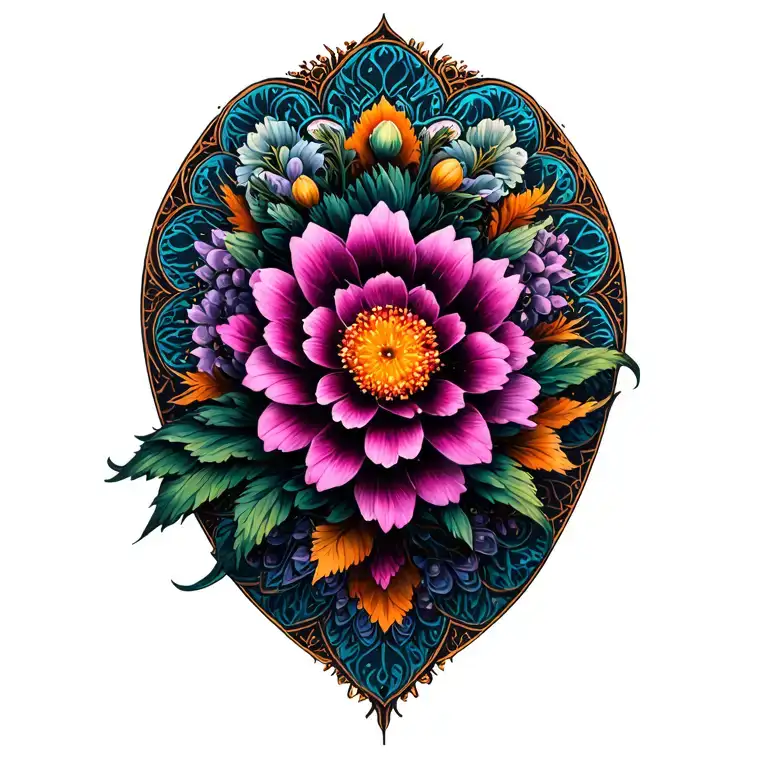 Flowers With Mandala Design