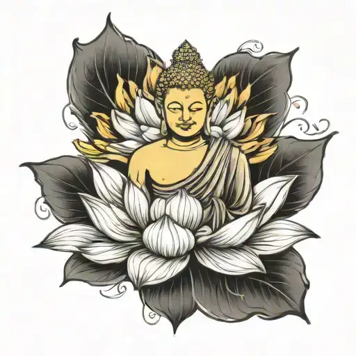 Buddha Meditating On A Lotus Flower