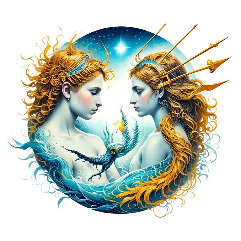 Sagittarius And Aquarius Intertwined