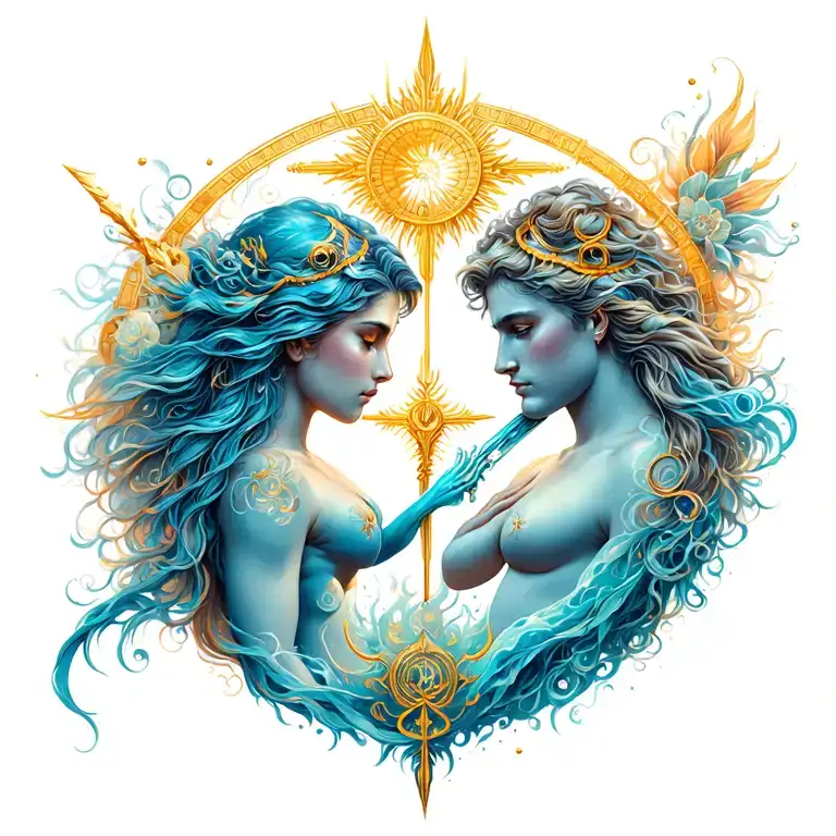 Female Sagittarius And Male Aquarius Intertwined