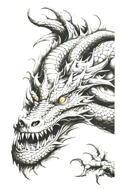 Dragon Tattoo Wrapped Around On Leg Sleeve