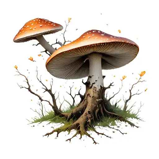 Mushroom Turning Into Dead Tree