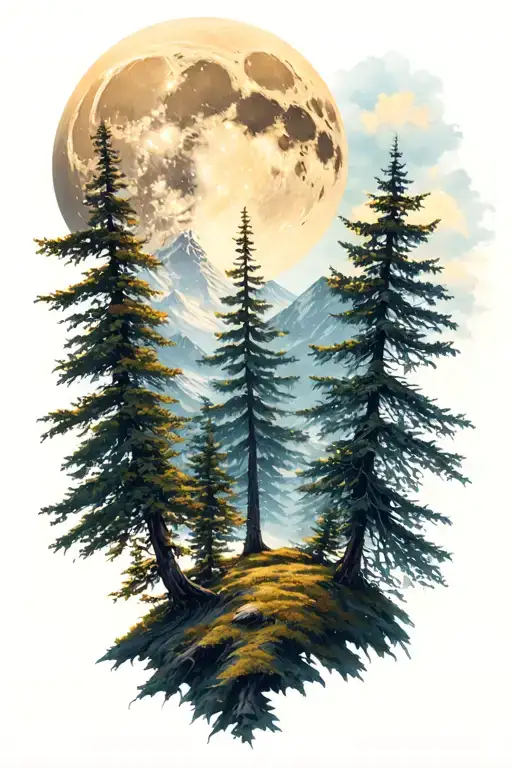 Putdoor Alpine Trees Hippie Boho Cresent Moon
