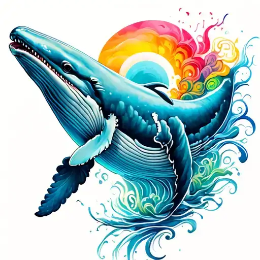 Colorfull Tattoo With Whale