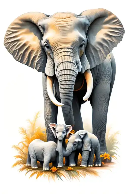 Elephant And Babies