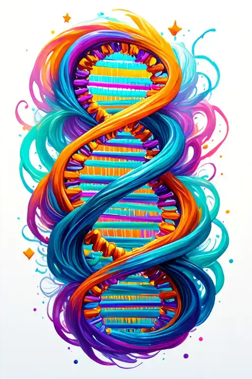Dna Helix With Waves Forming The Shape Surrounded