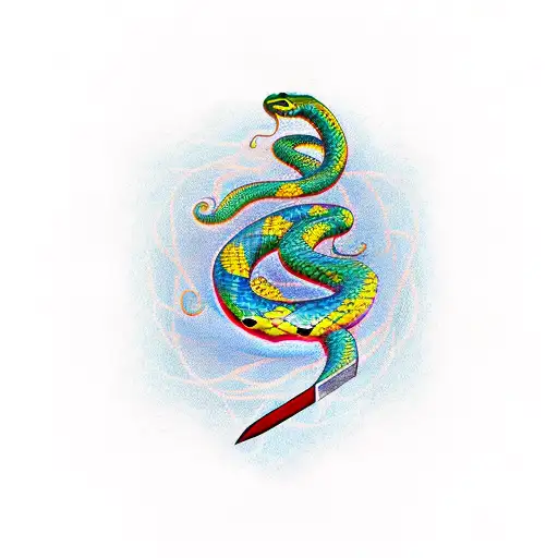 Sword With Snake Wrapped Along