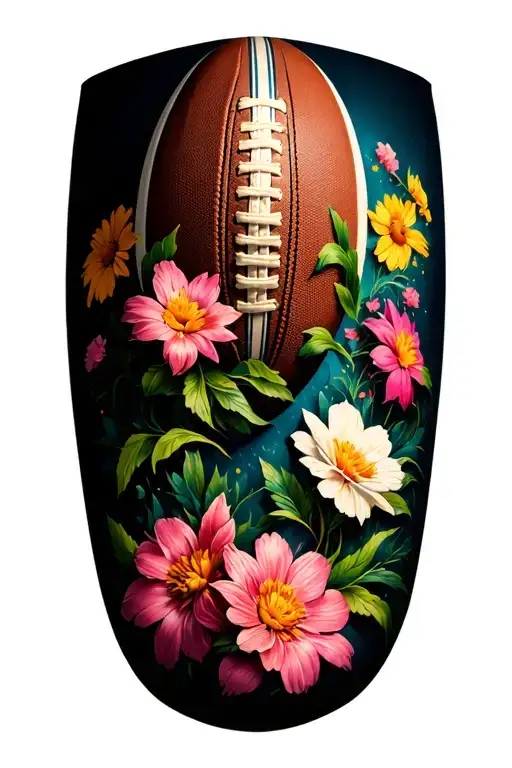 Rugby Ball And Flowers
