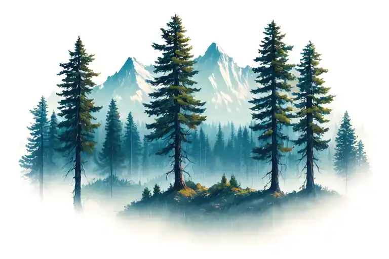 Forrest And Mountains Filled With Trees
