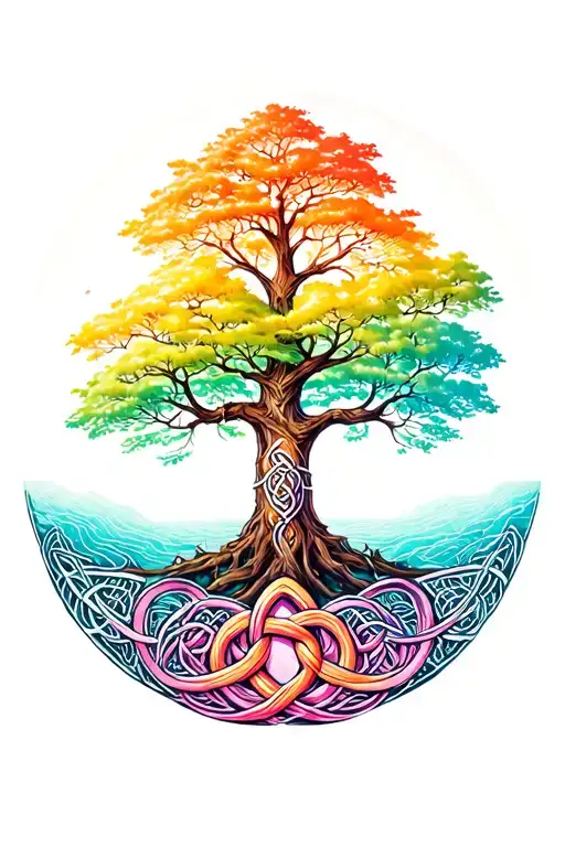 Tree Of Life Growing From Celtic Sisters Knot