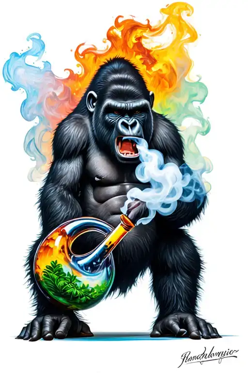 Angry Gorilla Smoking Bong