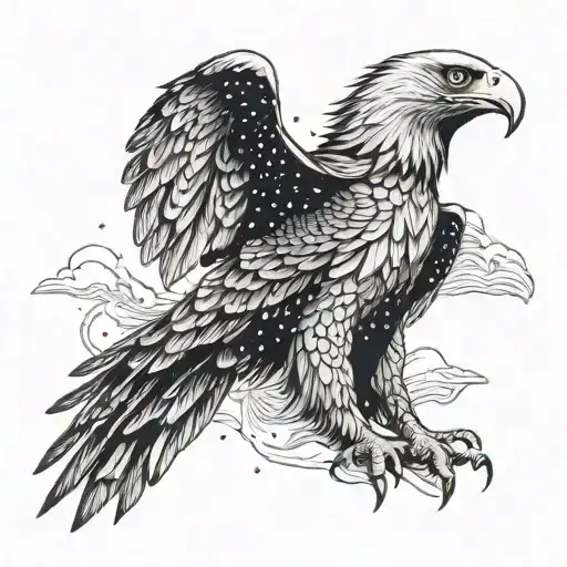 Eagle In Night Sky With Constellations