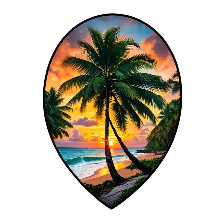 Guanacaste Tree In Foreground Of Sunset Costa Rica Beach