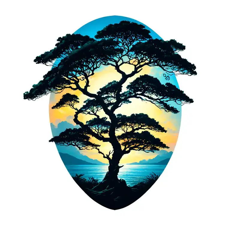 Guanacaste Tree Silhouette