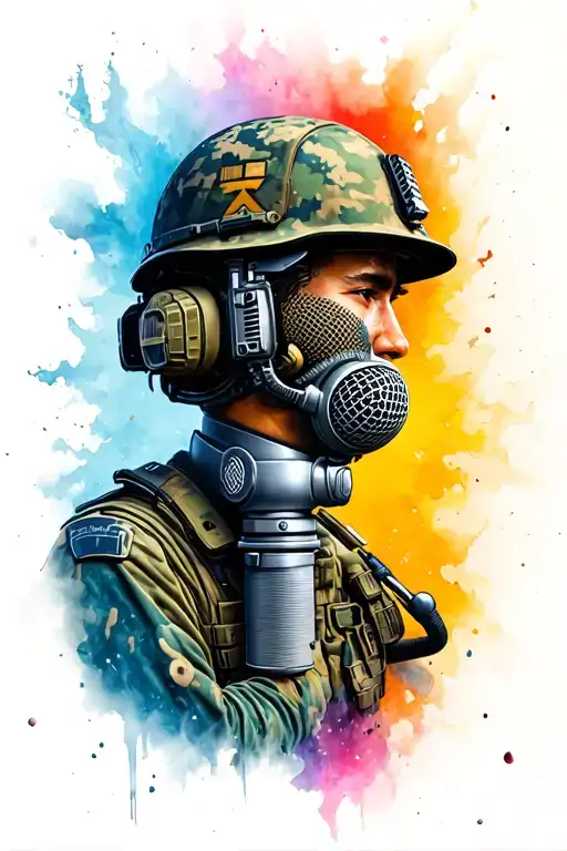 Army Interwined Wih Microphone