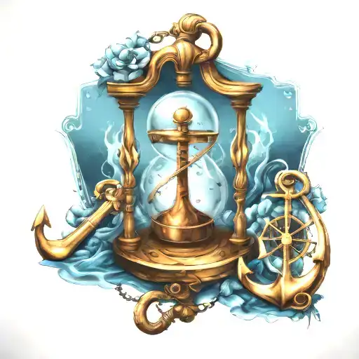 Anchor Hourglass Compass