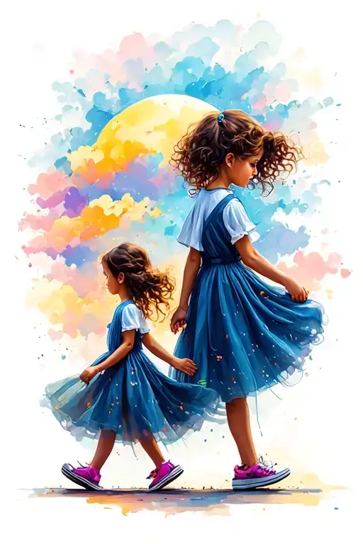 Little Girl Walking Away Holding A Young Womans Hand