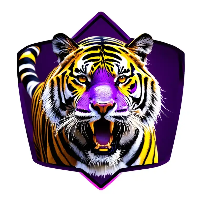 Royal Purple And Yellow Tiger Walking