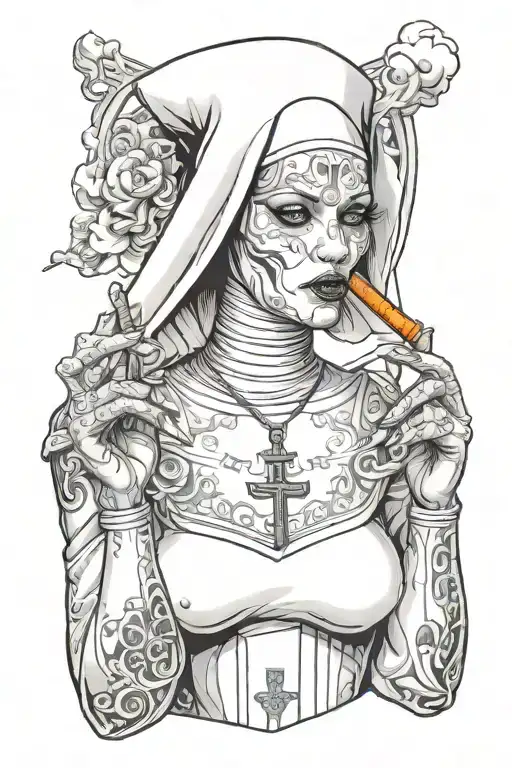 Sexy Nun Smoking