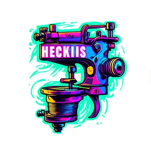 Create A Logo With Heckiiiis Ink In Neon Colors And A Tattoo Machine